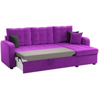 Угловой диван Craftmebel Ливерпуль угловой (боннель, вельвет, фиолетовый/черный)