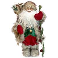 Статуэтка Maxitoys Дед Мороз в серой клетчатой шубке с подарками MT-150323-3-30