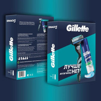 Подарочный набор Gillette Mach3 с 1 сменной кассетой + гель для бритья Series успокаивающий 200 мл