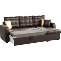 Угловой диван Craftmebel Ливерпуль угловой (боннель, экокожа, коричневый/бежевый)