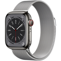 Умные часы Apple Watch Series 8 LTE 41 мм (корпус из нержавеющей стали, графит/миланский графитовый) в Пинске
