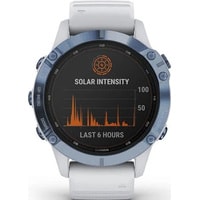 Умные часы Garmin Fenix 6 Pro Solar (минерально-синий титан, силикон)
