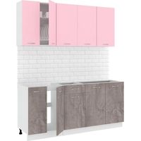 Готовая кухня Кортекс-мебель Корнелия Лира-лайт 1.8м без столешницы (розовый/оникс)