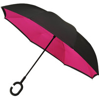 Зонт-трость Impliva RU-6-PMS Black 6C/PMS219C (черный/розовый)