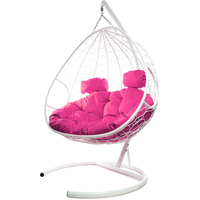 Подвесное кресло M-Group Для двоих 11450108 (белый ротанг/розовая подушка) в Могилеве