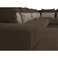 П-образный диван Лига диванов Майами П 93 правый (рогожка коричневый/подушки коричневые/бежевые)