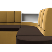 Угловой диван Лига диванов Тефида 114214 (микровельвет, коричневый/желтый) в Орше