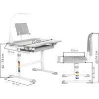Парта Anatomica Avgusta + стул + выдвижной ящик + светильник + подставка (белый/серый)