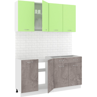 Готовая кухня Кортекс-мебель Корнелия Лира-лайт км.02518 1.6 м без столешницы (зеленый/оникс)