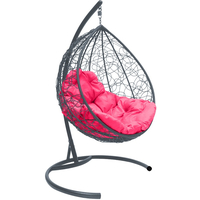Подвесное кресло M-Group Капля 11020308 (серый ротанг/розовая подушка) в Пинске