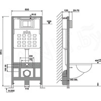 Унитаз подвесной Roxen Antares 530185-01 в комплекте с инсталляцией StounFix Slim 6 в 1 966771 (кнопка: серый гранит)