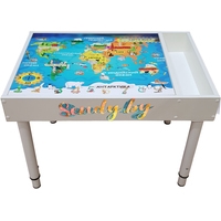 Детский стол Sendy Световой со стандартной крышкой (иллюстрация карта мира/белый)