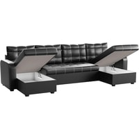 П-образный диван Craftmebel Ливерпуль П (боннель, экокожа, черный/белый)