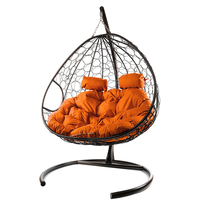 Подвесное кресло M-Group Для двоих 11450207 (коричневый ротанг/оранжевая подушка) в Пинске