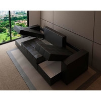 П-образный диван Настоящая мебель Константин (независимый пружинный блок, экокожа, коричневый)