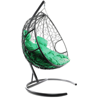 Подвесное кресло M-Group Для двоих 11450304 (серый ротанг/зеленая подушка) в Бобруйске