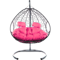 Подвесное кресло M-Group Для двоих 11450308 (серый ротанг/розовая подушка) в Орше
