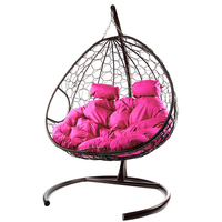 Подвесное кресло M-Group Для двоих 11450208 (коричневый ротанг/розовая подушка) в Мозыре
