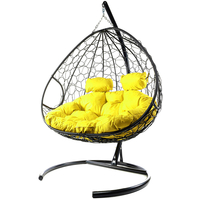 Подвесное кресло M-Group Для двоих 11450411 (черный ротанг/желтая подушка)