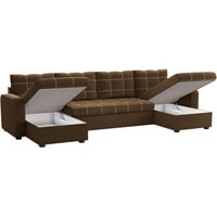 П-образный диван Craftmebel Ливерпуль П (боннель, вельвет, коричневый/бежевый)
