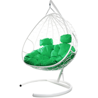 Подвесное кресло M-Group Для двоих 11450104 (белый ротанг/зеленая подушка) в Орше