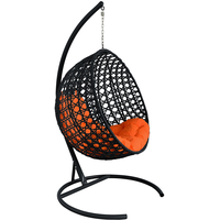 Подвесное кресло M-Group Круг Люкс 11060407 (черный ротанг/оранжевая подушка) в Лиде