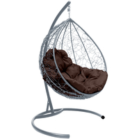 Подвесное кресло M-Group Капля 11020305 (серый ротанг/коричневая подушка) в Бобруйске