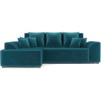 Угловой диван Мебель-АРС Каскад левый (бархат сине-зеленый Star Velvet 43 Black Green)