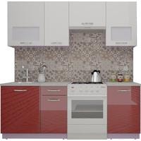 Готовая кухня ВерсоМебель ЭкоЛайт-5 2.0 (белый/темно-красный)