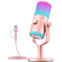 Проводной микрофон Maono DM30 RGB (розовый)