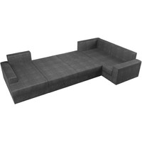 П-образный диван Лига диванов Майами П 93 правый (рогожка серый/подушки бежевые)
