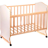 Классическая детская кроватка VDK Морозко колесо-качалка (белый/береза)