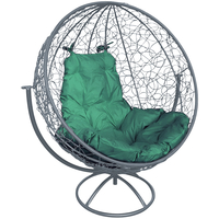 Кресло M-Group Круг вращающееся 11100304 (серый ротанг/зеленая подушка)