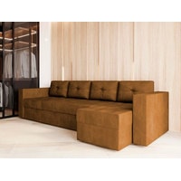 Угловой диван Настоящая мебель Константин Long (правый, боннель, вельвет, коричневый) в Витебске