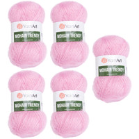 Набор пряжи для вязания Yarnart Mohair Trendy 127 (розовый, 5 шт)