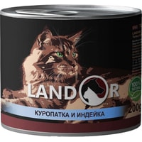 Консервированный корм для кошек Landor Adult Game and Turkey 200 г