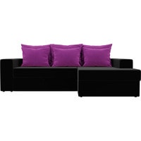 Угловой диван Лига диванов Мэдисон 28820 (правый, микровельвет, черный/фиолетовый)