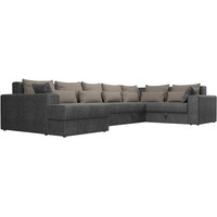 П-образный диван Лига диванов Майами П 93 правый (рогожка серый/подушки бежевые)