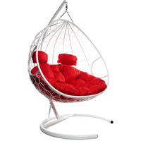 Подвесное кресло M-Group Для двоих 11450106 (белый ротанг/красная подушка) в Бобруйске
