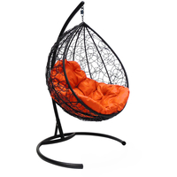Подвесное кресло M-Group Капля 11020407 (черный ротанг/оранжевая подушка)
