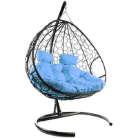 Подвесное кресло M-Group Для двоих 11450403 (черный ротанг/голубая подушка) в Орше