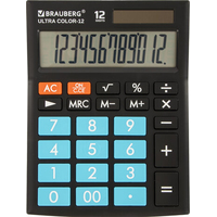 Бухгалтерский калькулятор BRAUBERG Ultra Color-12-BKBU 250497 (черный/голубой)