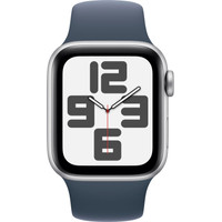 Умные часы Apple Watch SE 2 40 мм (алюминиевый корпус, серебристый/грозовой синий, спортивный силиконовый ремешок M/L) в Пинске