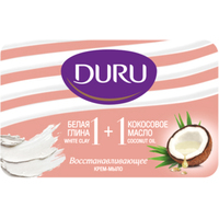  Duru Крем-мыло 1+1 белая глина + кокосовое масло 80 г