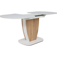 Кухонный стол Аврора Бристоль 120x80 (стекло белое матовое opti white/лдсп дуб крафт золотой/белый)