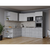 Готовая кухня Интерлиния Мила Лайт 1.88x2.4 левая (белый платинум/бетон/бискайская сосна)