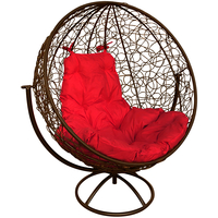 Кресло M-Group Круг вращающееся 11100206 (коричневый ротанг/красная подушка)