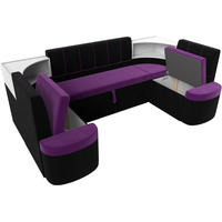 Угловой диван Лига диванов Тефида 114219 (микровельвет, фиолетовый/черный) в Витебске