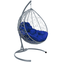 Подвесное кресло M-Group Капля 11020310 (серый ротанг/синяя подушка) в Бобруйске