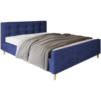 Кровать Настоящая мебель Pinko 140x200 (вельвет, с ПМ, синий)